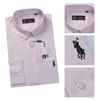 chemises manches longues ralph lauren hommes classic 2013 polo bresil poney coton rose clair